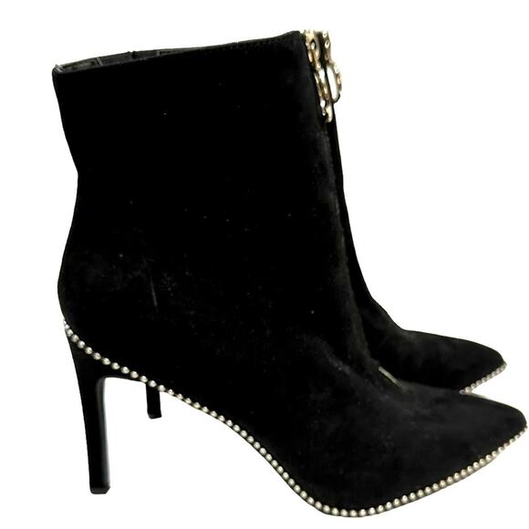 Bar III Brigete Womens black Front-Zip Booties studded mid sole. 4” heel size 7 - Picture 4 of 8